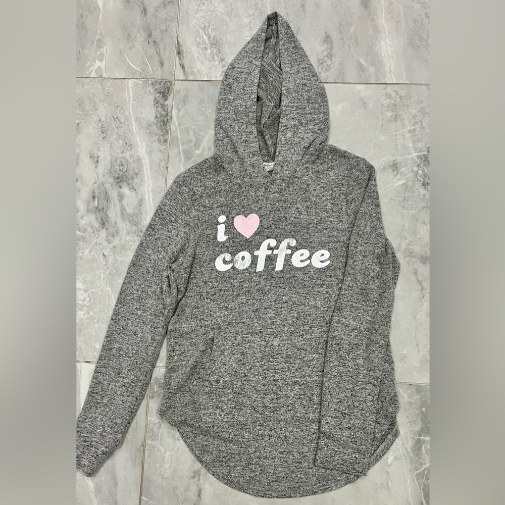Coffee Lovers  Hoodie! Women’s gray hoodie made by Grayson threads. Size small.